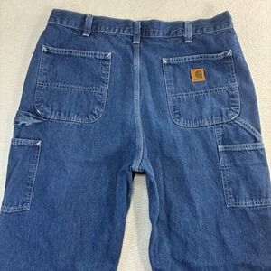 Carhartt Carpenter Jeans Men 36x32 Blue Work Dungarees Baggy Casual B13 DST